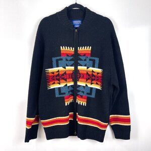 Pendleton Native Chief Joseph Pattern Cardigan Sweater Size Large *Flawed* Wool